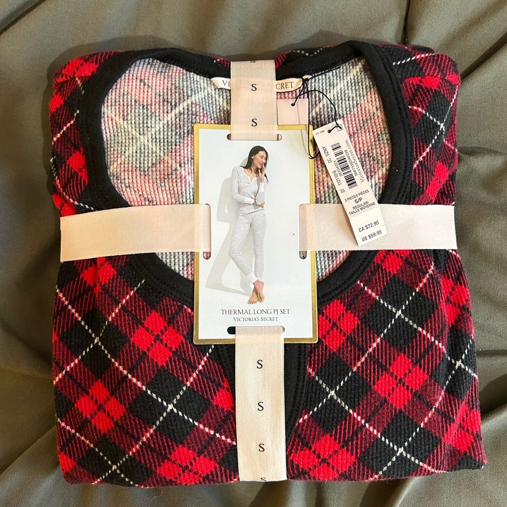 Victoria's Secret Red and Black Plaid Pajama Set